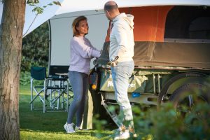 Koppel bij opgezette Holtkamper vouwwagen.